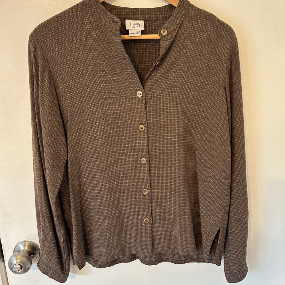 Eileen Fisher windowpane rayon top
